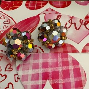 VTG Iridescent Faceted Cluster Clip-ons